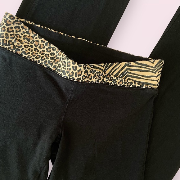 SOLD • PINK cheetah/zebra print flare leggings - Picture 3 of 8